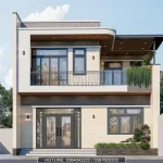 Phối cảnh mặt tiền mẫu nhà 2 tầng hiện đại sang trọng của chị Hương tại Thái Bình.