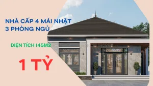 mẫu nhà cấp 4 mái Nhật 3 phòng ngủ
