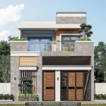 Phối cảnh mặt tiền chính diện mẫu nhà phố 2 tầng hiện đại tại Hải Phòng của anh Khánh.