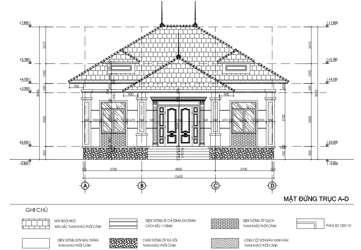 thiết kế nội thất hiện đại nhà mái nhật 1 tầng