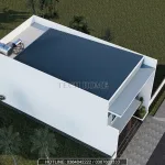 Tổng thể hệ mái và giải pháp thoát nước cho mẫu nhà ống 2 tầng hiện đại.