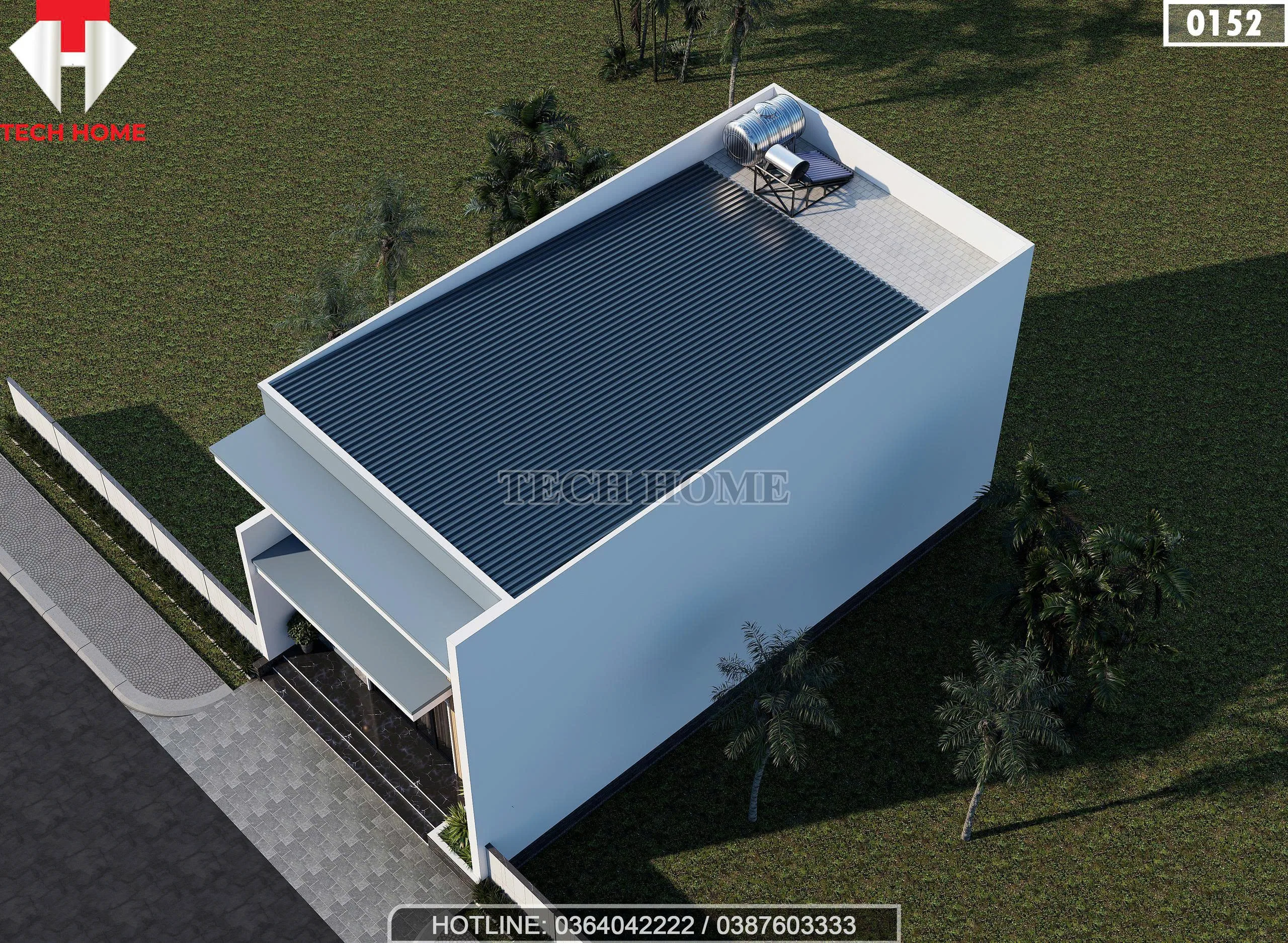 Tổng thể mẫu nhà ống 2 tầng hiện đại