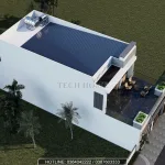 Tổng thể phối cảnh từ trên cao mẫu nhà phố 2 tầng hiện đại tại Hải Phòng diện tích 243m2.