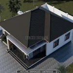 Tổng thể mẫu nhà cấp 4 mái Nhật 3 phòng ngủ diện tích 145m2 nhìn từ trên cao.