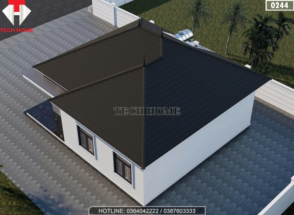 Tổng thể Mẫu nhà cấp 4 mái Nhật 3 phòng ngủ