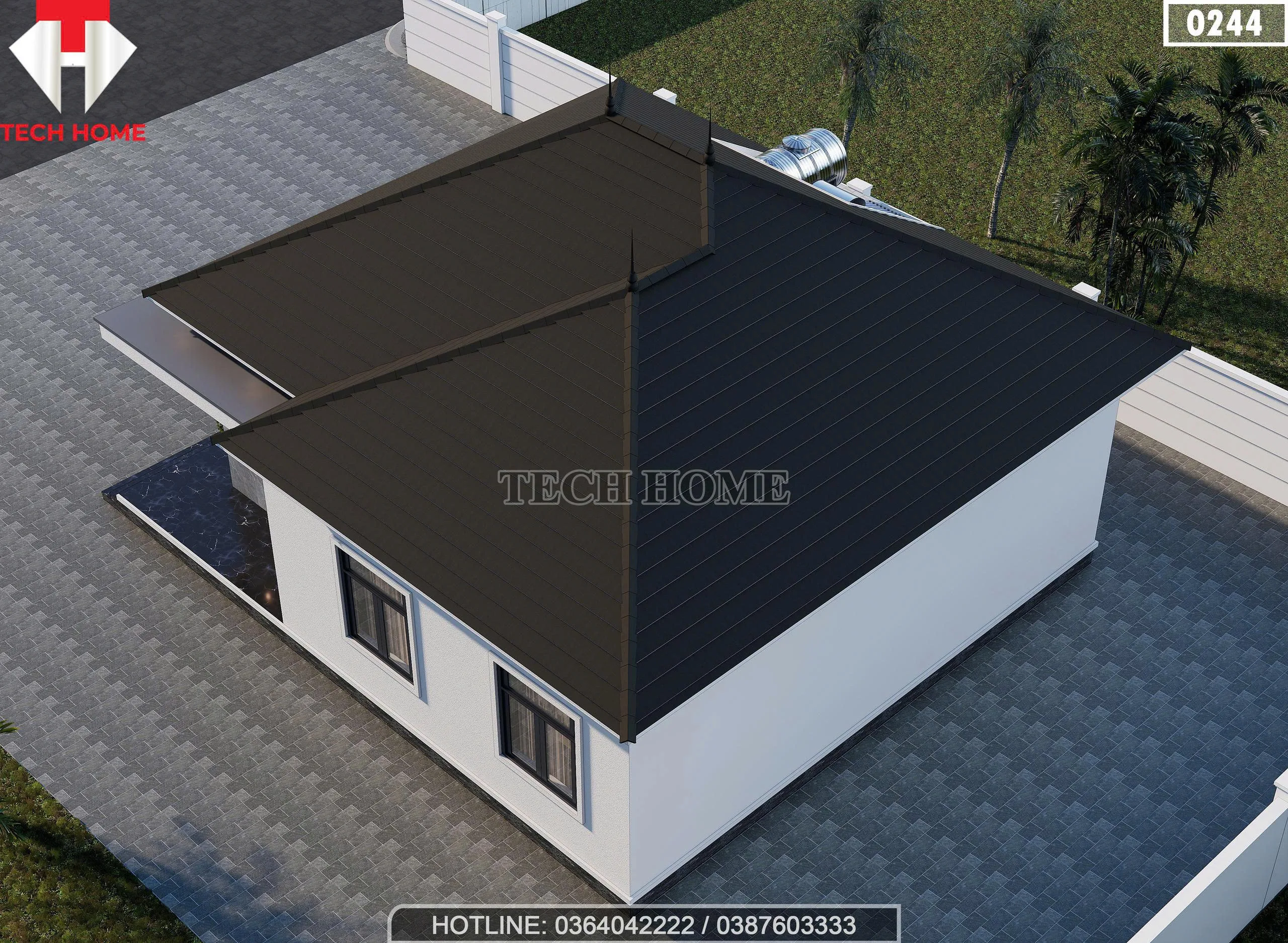 Tổng thể Mẫu nhà cấp 4 mái Nhật 3 phòng ngủ