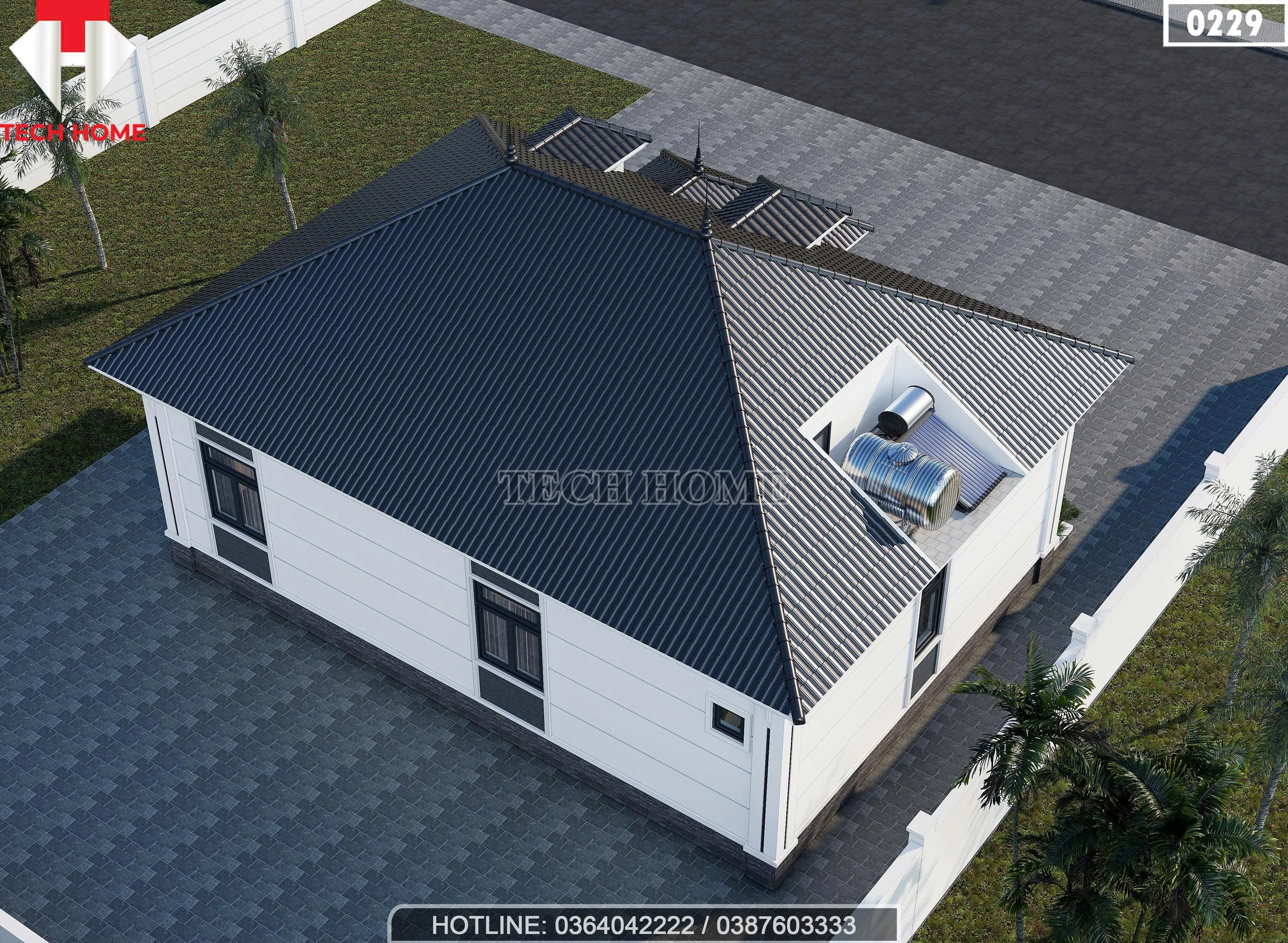 Tổng thể mẫu nhà mái Nhật 4 phòng ngủ