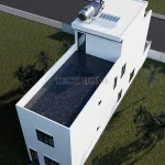 Tổng thể mặt sau mẫu nhà phố 2 tầng 1 tum