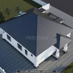 Tổng thể mặt sau mẫu nhà vườn 1 tầng 4 phòng ngủ