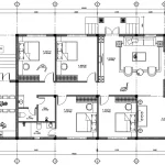Bản vẽ chi tiết mặt bằng bố trí công năng tầng 1 mẫu nhà mái Nhật 1 tầng diện tích 150m2.