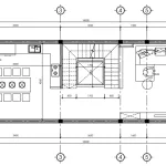 Bản vẽ bố trí công năng tầng 1 mẫu nhà phố 3 tầng hiện đại diện tích 100m2 gồm phòng khách và bếp.