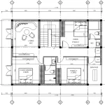 Bản vẽ bố trí công năng tầng 2 mẫu nhà 2 tầng hiện đại 100m2