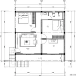 Bản vẽ bố trí công năng tầng 2 mẫu nhà mái Nhật 2 tầng có gara diện tích 85m2.