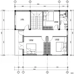 Bản vẽ bố trí công năng tầng 2 mẫu nhà 2 tầng mái Nhật diện tích 85m2.
