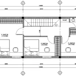 Bản vẽ mặt bằng tầng 2 mẫu nhà phố 2 tầng tân cổ điển với 3 phòng ngủ riêng tư.