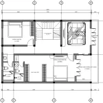 Bản vẽ bố trí công năng tầng 2 mẫu nhà phố 3 tầng hiện đại tại Bắc Ninh có diện tích 123m2.