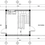 Bản vẽ kỹ thuật tầng tum mẫu nhà ống 4 tầng hiện đại phân chia không gian sân thượng giải trí và sân phơi giặt.