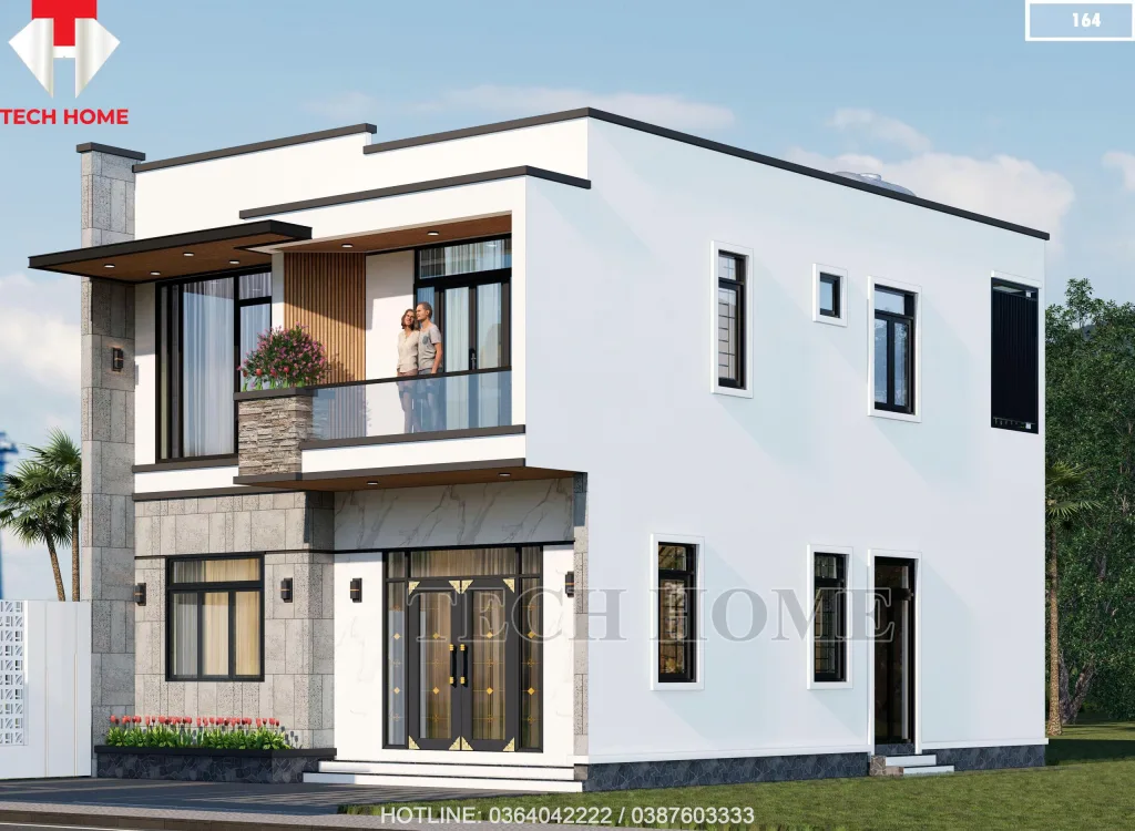 Góc nghiêng mẫu nhà 2 tầng hiện đại 100m2