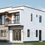 Góc nghiêng mẫu nhà 2 tầng hiện đại 100m2