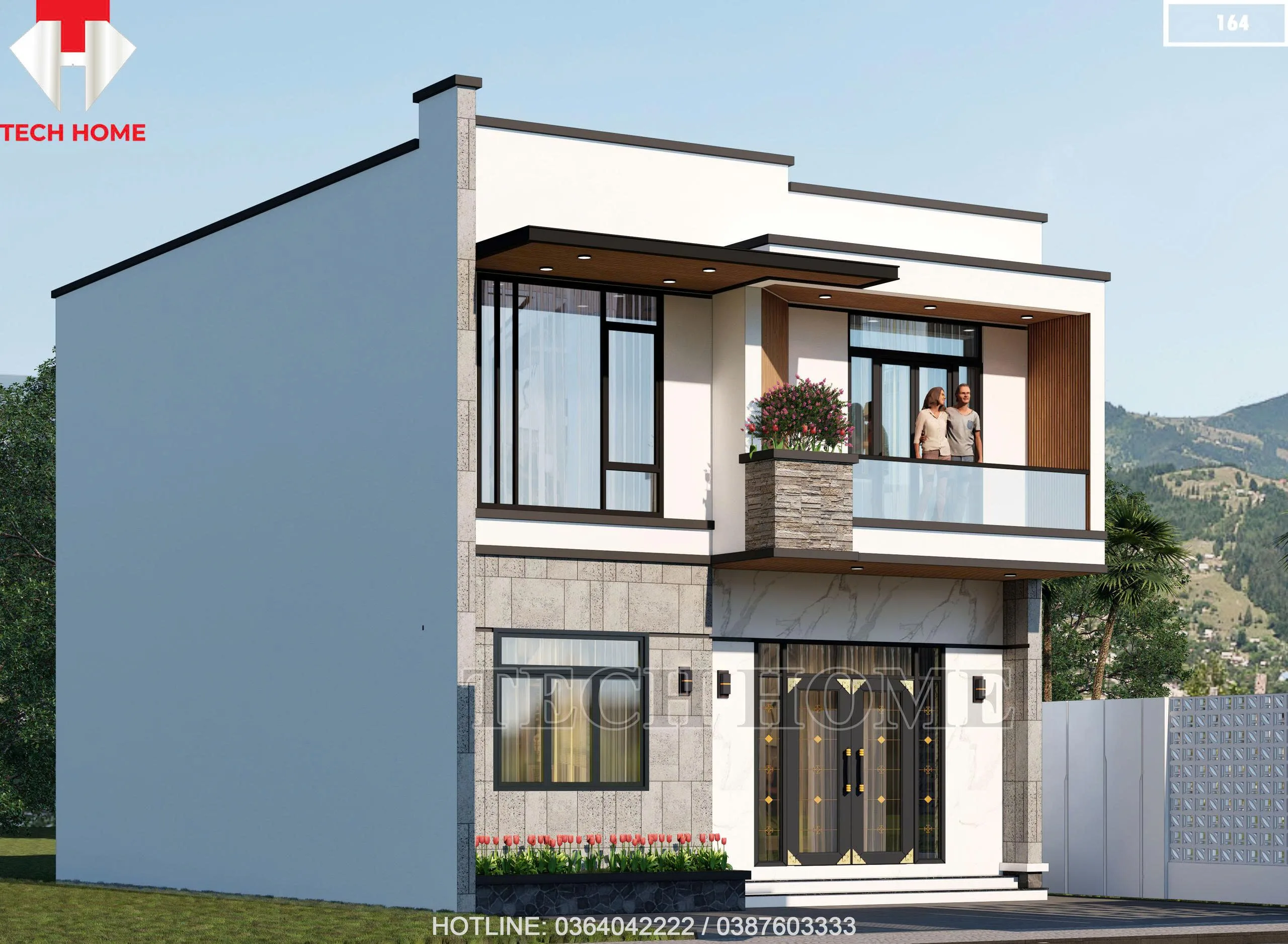 Góc nghiêng mẫu nhà 2 tầng hiện đại 100m2