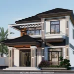 Góc nghiêng mẫu nhà mái Nhật 2 tầng