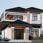 Góc nghiêng mẫu nhà mái Nhật 2 tầng