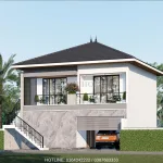 Góc nghiêng mẫu nhà mái Nhật 2 tầng có gara