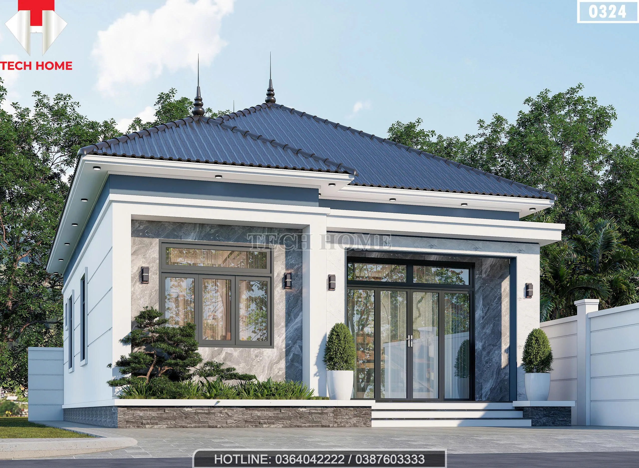 Góc nghiêng thiết kế nhà mái Nhật 1 tầng