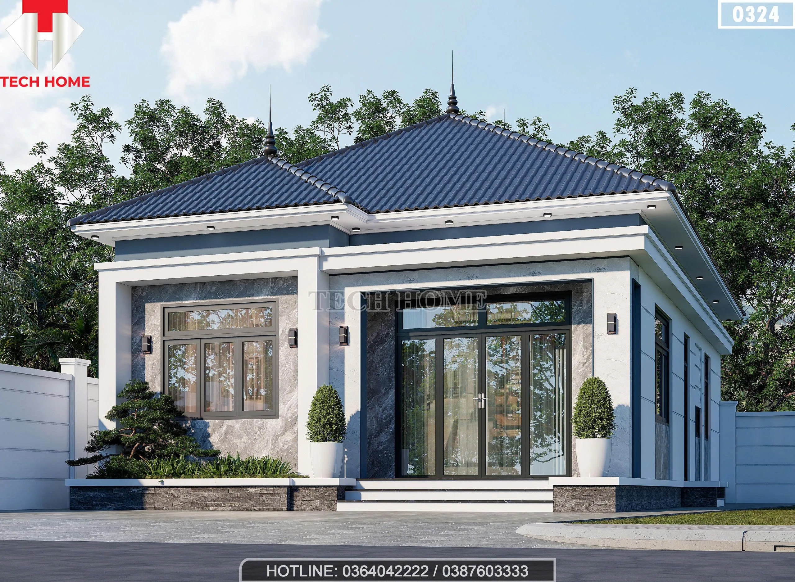 Góc nghiêng thiết kế nhà mái Nhật 1 tầng