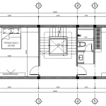 Thiết kế mặt bằng tầng 2 mẫu nhà phố 3 tầng hiện đại với 2 phòng ngủ khép kín tiện nghi.