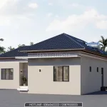 Chi tiết mặt bên và hệ thống cửa sổ nhôm kính của nhà cấp 4 mái Nhật 4 phòng ngủ.