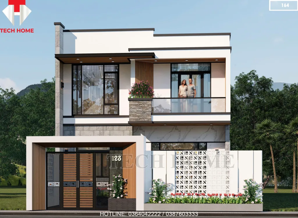 Tổng thể mẫu nhà 2 tầng hiện đại 100m2