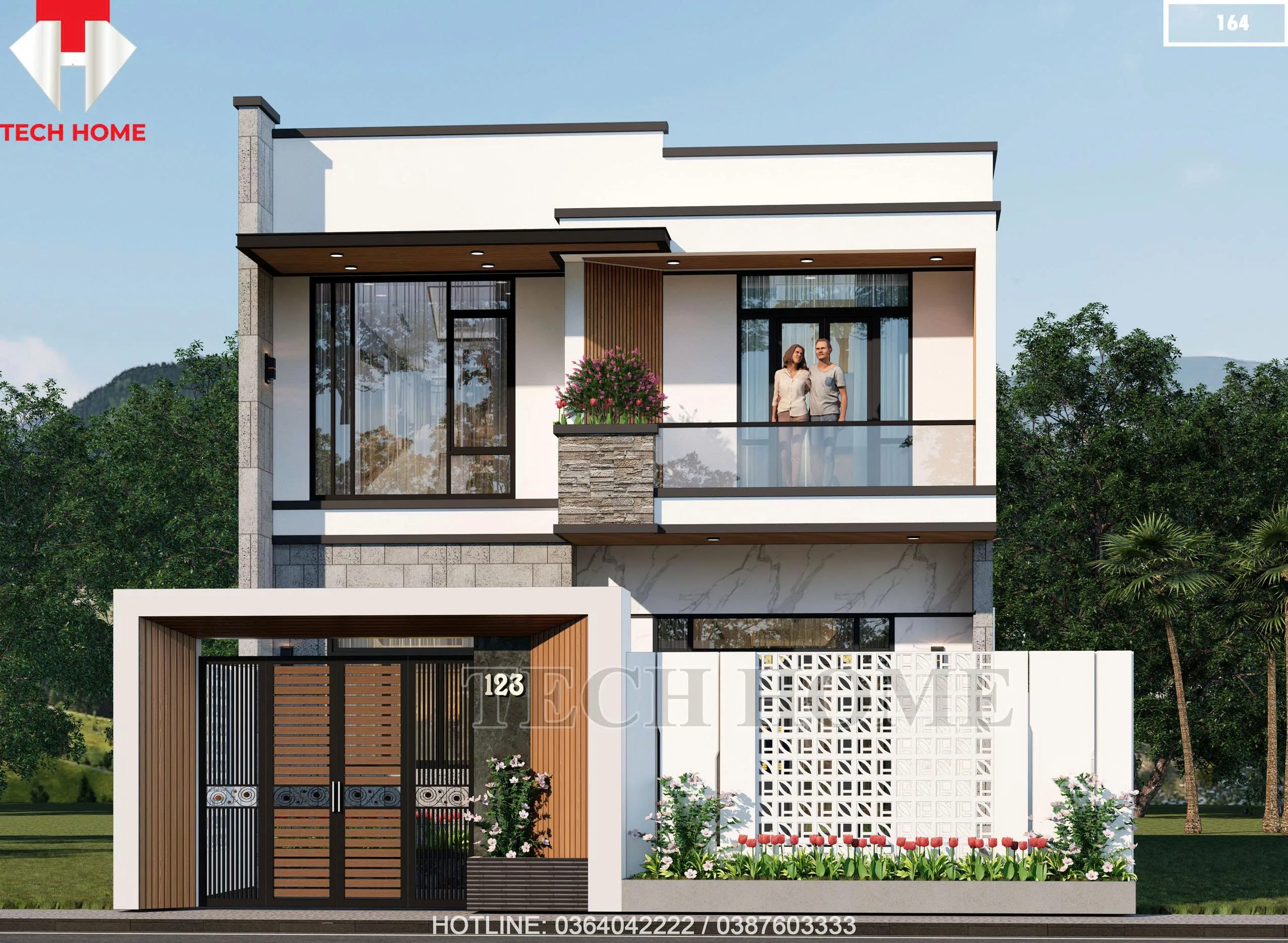 Tổng thể mẫu nhà 2 tầng hiện đại 100m2