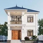 Phối cảnh mặt tiền mẫu nhà 2 tầng mái Nhật hiện đại mặt tiền 8m tại Hải Phòng.
