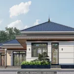 Phối cảnh mặt tiền mẫu nhà cấp 4 đẹp hiện đại diện tích 145m2 tại Hưng Yên.