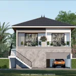 Phối cảnh mặt tiền mẫu nhà mái Nhật 2 tầng có gara hiện đại tại Khánh Hội Ninh Bình.
