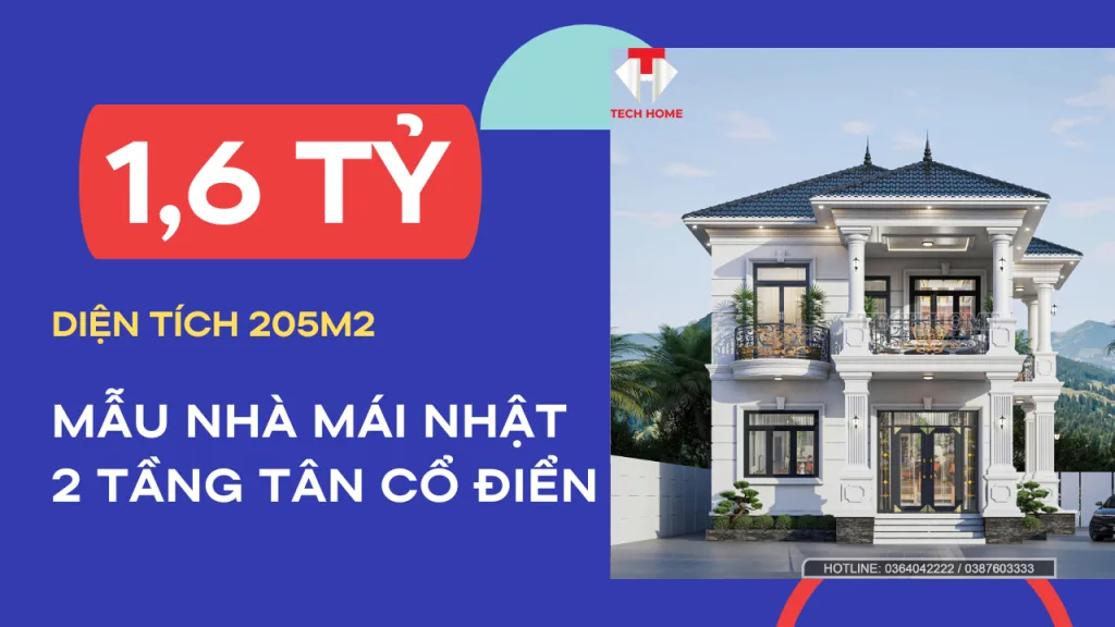 mẫu nhà mái nhật 2 tầng tân cổ điển