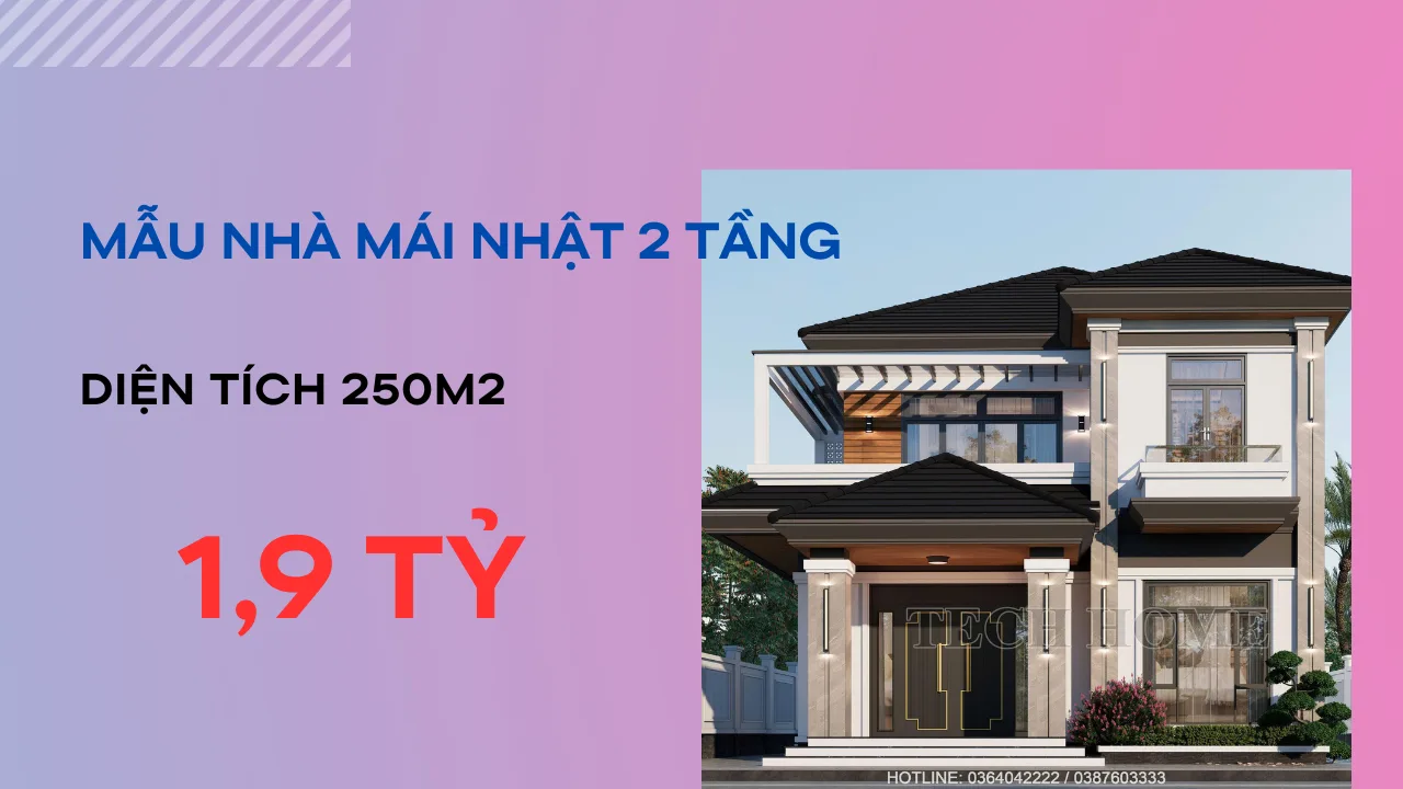 mẫu nhà mái Nhật 2 tầng