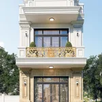 Phối cảnh mặt tiền mẫu nhà phố 2 tầng tân cổ điển sang trọng của anh Thắng tại Ninh Bình.