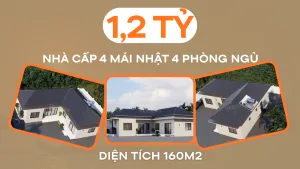 nhà cấp 4 mái Nhật 4 phòng ngủ