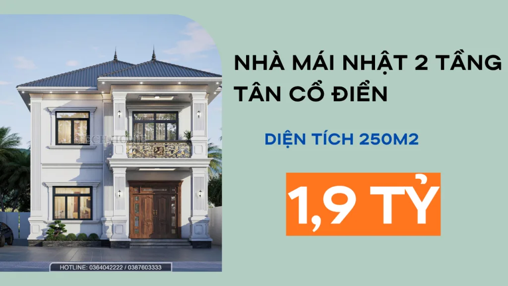 nhà mái nhật 2 tầng tân cổ điển