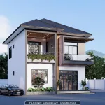 Góc nghiêng mẫu nhà mái nhật 2 tầng hiện đại