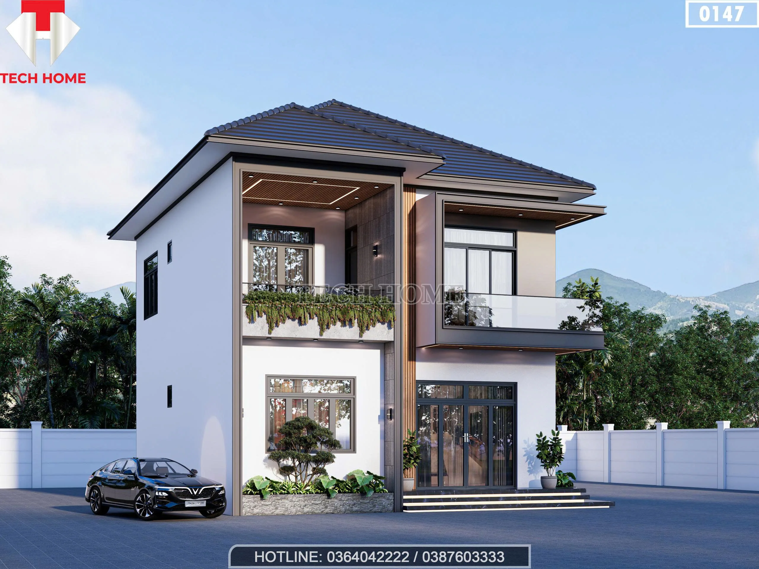 Góc nghiêng mẫu nhà mái nhật 2 tầng hiện đại