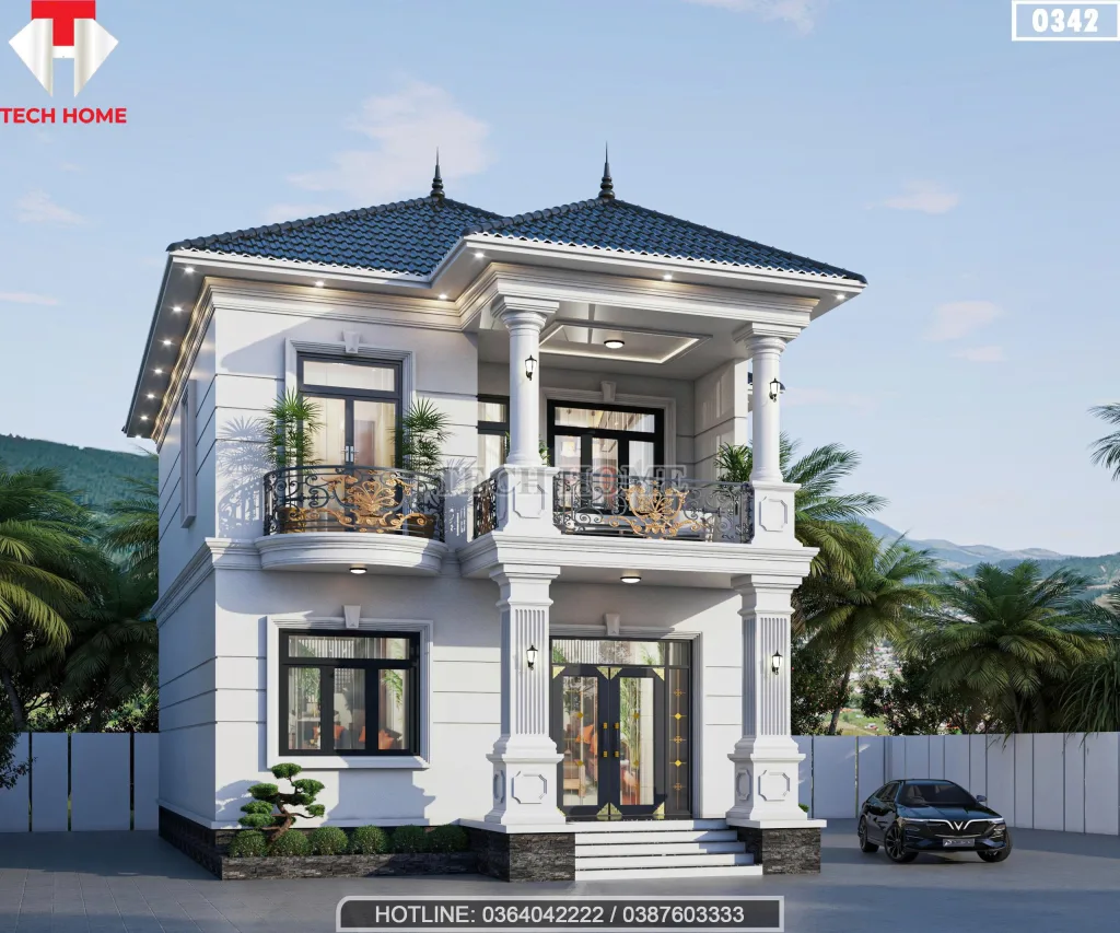 Góc nghiêng mẫu nhà mái nhật 2 tầng tân cổ điển