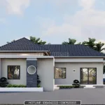 Góc nghiêng mẫu nhà cấp 4 mái Nhật 4 phòng ngủ sơn tường màu trắng sứ thanh lịch.