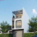 Góc nghiêng mẫu nhà ống 2 tầng 1 tum mặt tiền 5m