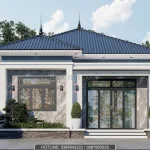 Thiết kế nhà mái Nhật 1 tầng hiện đại với mặt tiền sang trọng tại Quảng Ninh