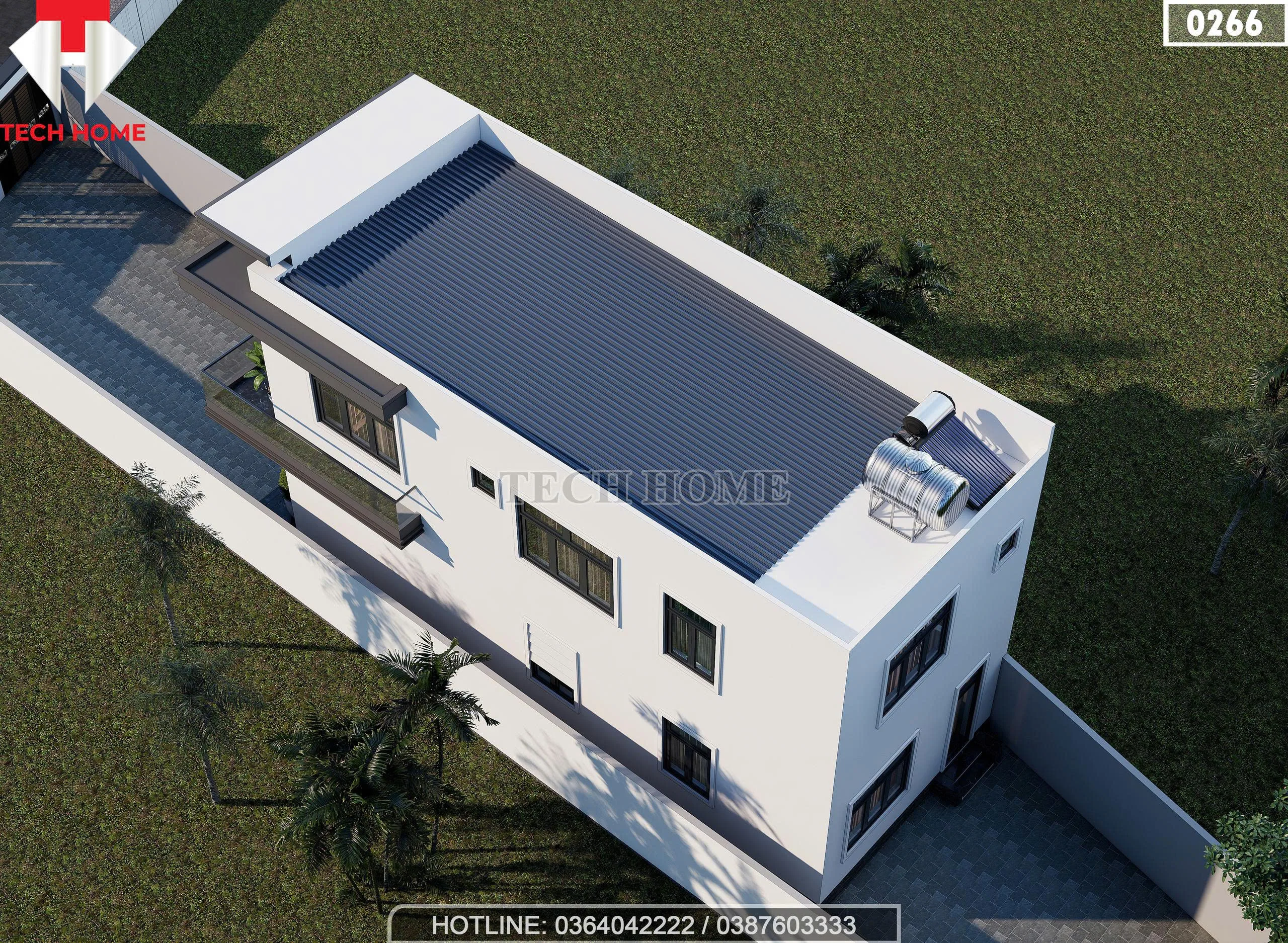 Tổng thể mẫu nhà ống 2 tầng hiện đại 6x15m