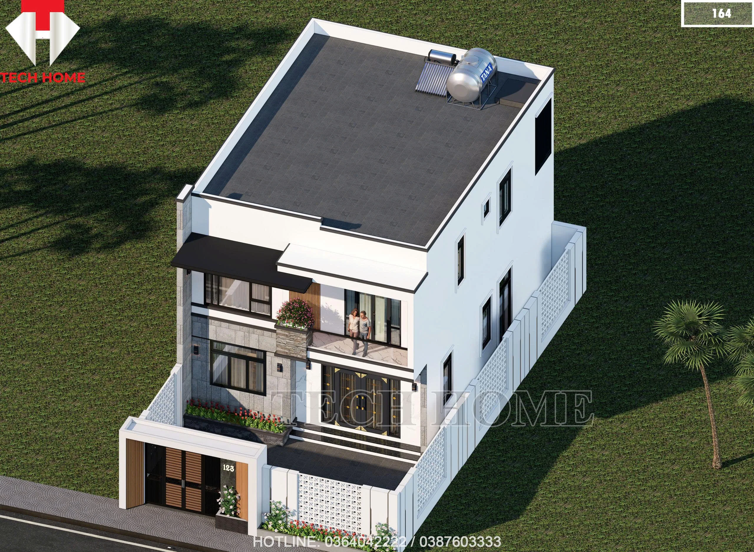 Toàn cảnh mẫu nhà 2 tầng hiện đại 100m2 mái bằng kiến trúc tối giản tinh tế