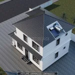 Tổng thể mặt sau Mẫu nhà 2 tầng mái Nhật